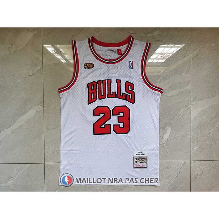 Maillot Chicago Bulls Michael Jordan NO 23 Mitchell & Ness 1998 NBA Finals Blanc